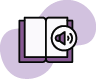 Icon of book with read aloud symbol