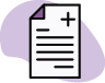Icon of sheet of paper with plus sign and text