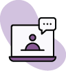 Icon of laptop with person speaking onscreen