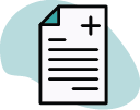 Icon of sheet of paper with plus sign and text