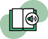 Icon of book with read aloud symbol