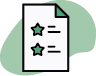 Icon of sheet with star bullets