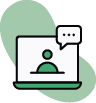 Icon of laptop with person speaking onscreen