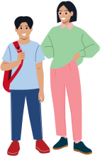 Parent and teenager standing